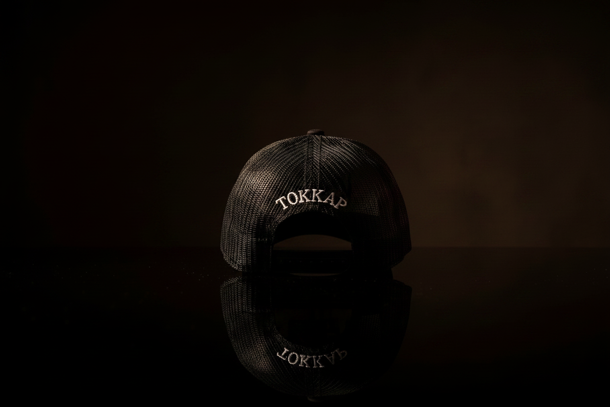 TOKKAP Statement Trucker Cap — Black