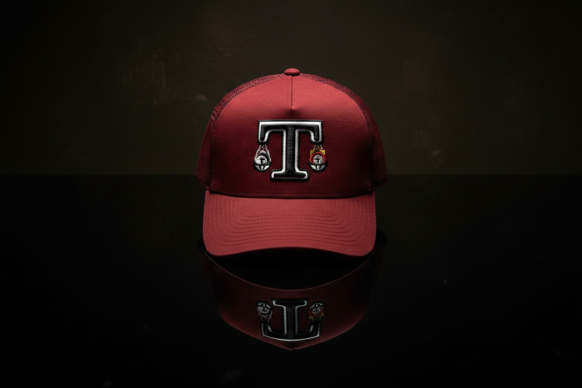 TOKKAP Statement Trucker Cap — Burgundy