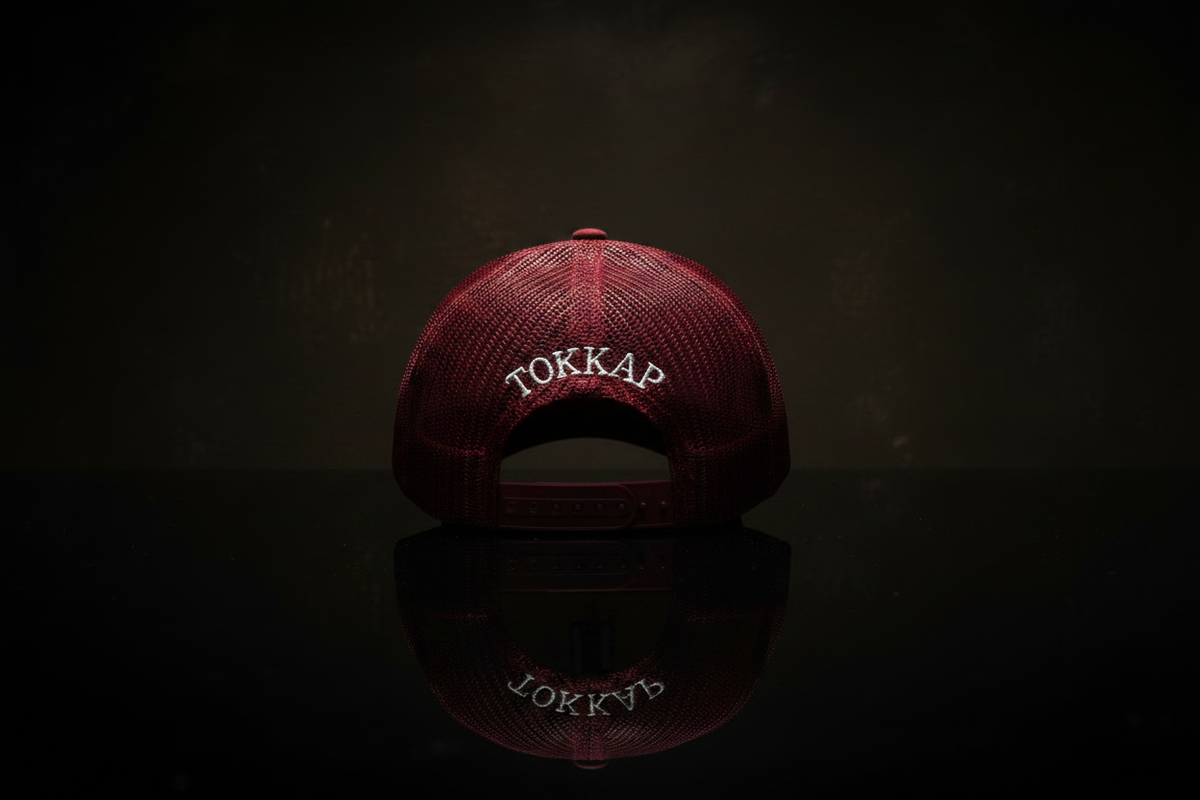 TOKKAP Statement Trucker Cap — Burgundy