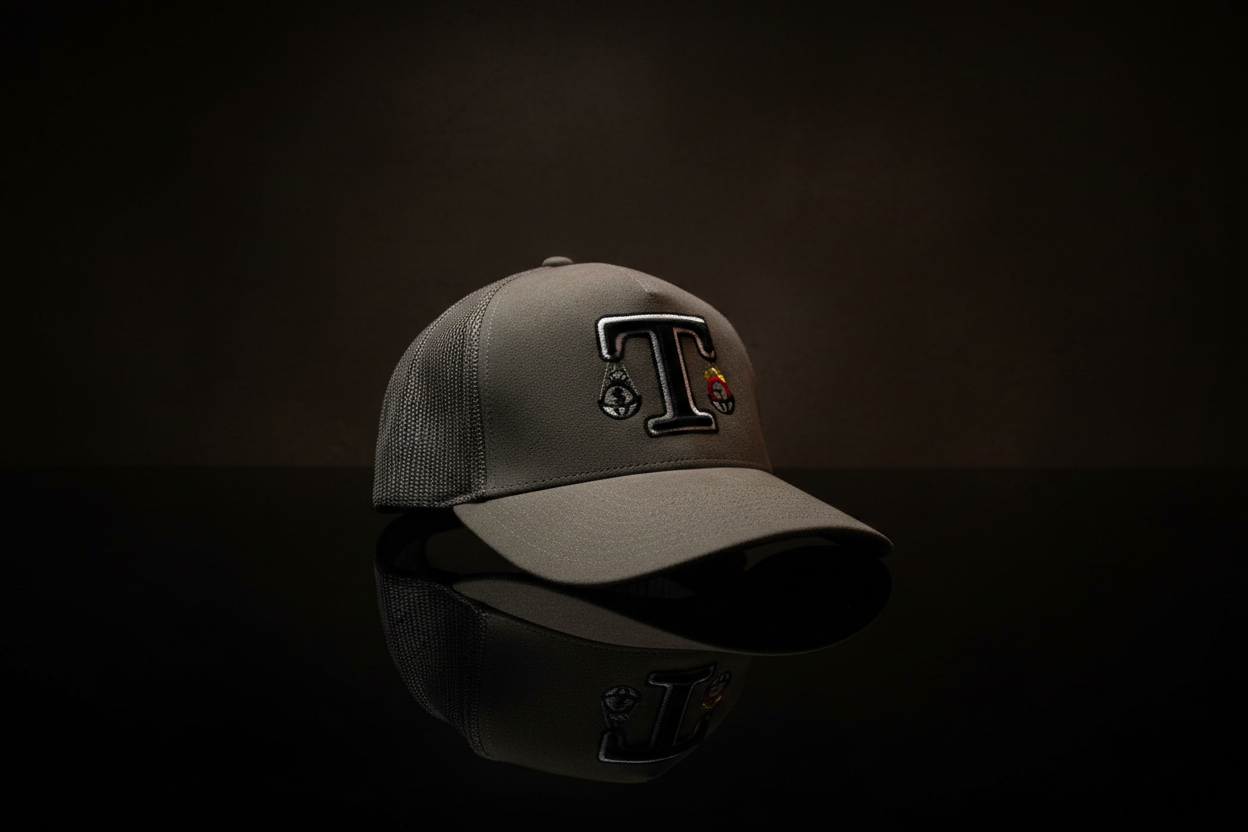 TOKKAP Statement Suede Trucker Cap — Stone