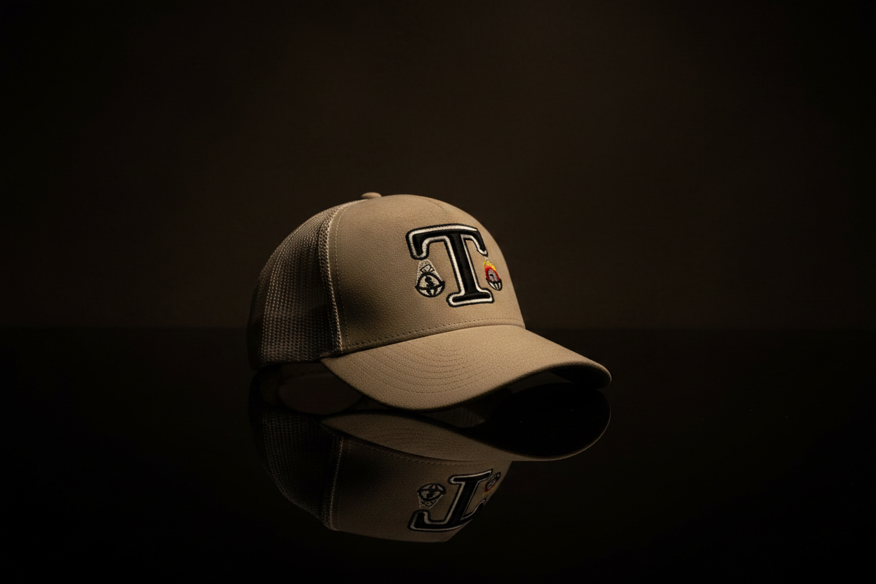 TOKKAP Statement Trucker Cap — Sand