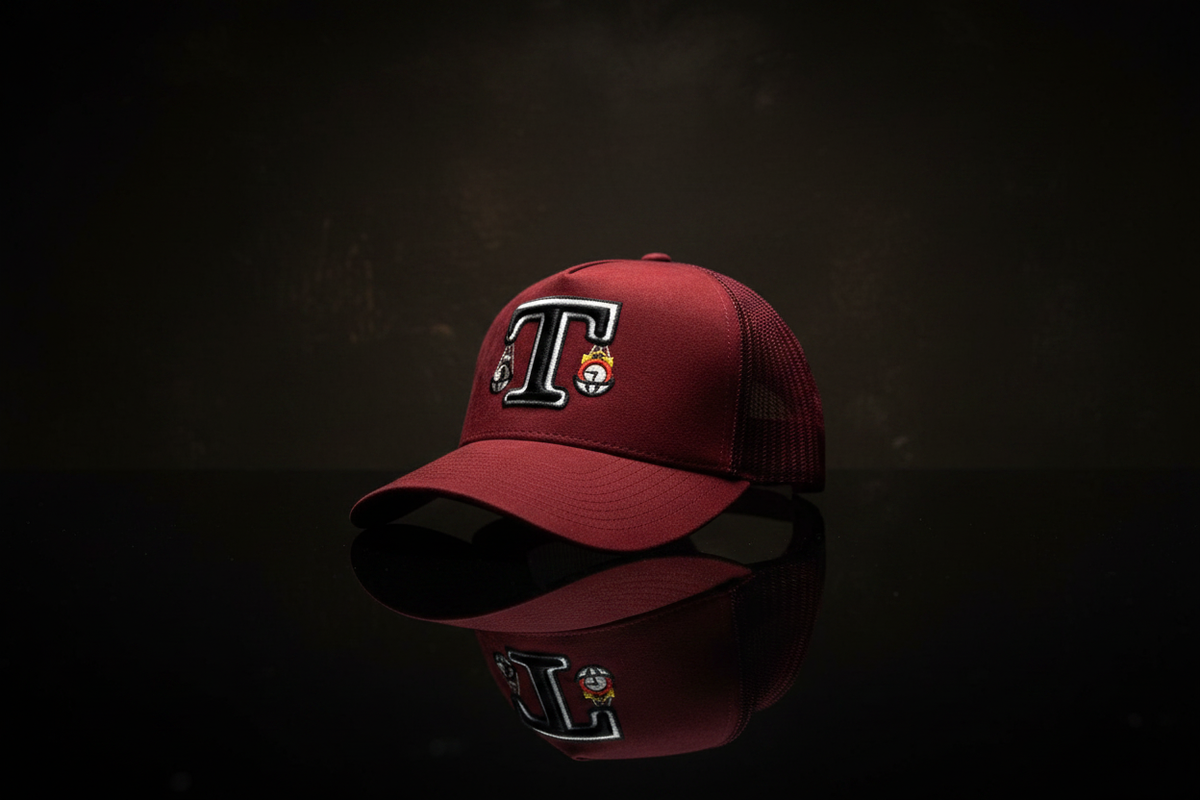 TOKKAP Statement Trucker Cap — Burgundy