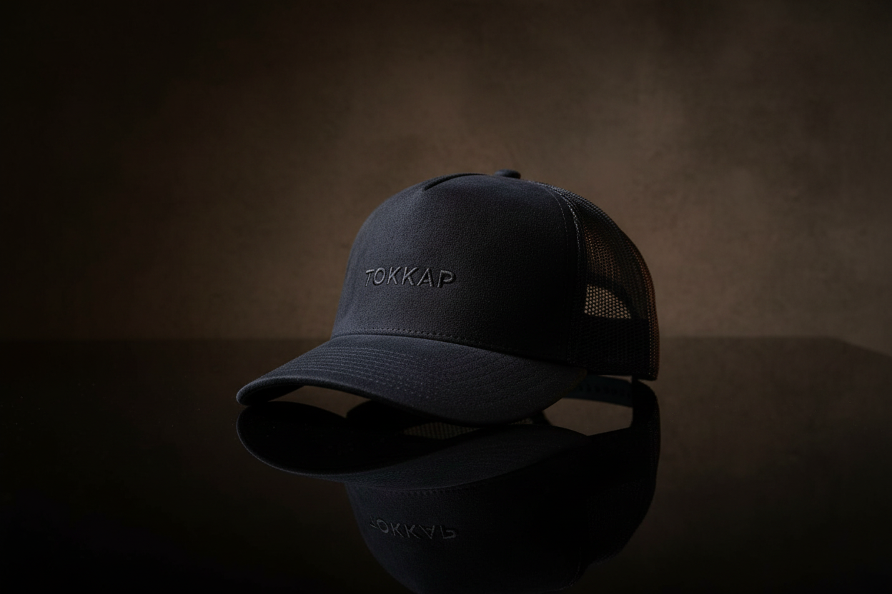 TOKKAP Suede Trucker Cap — Navy