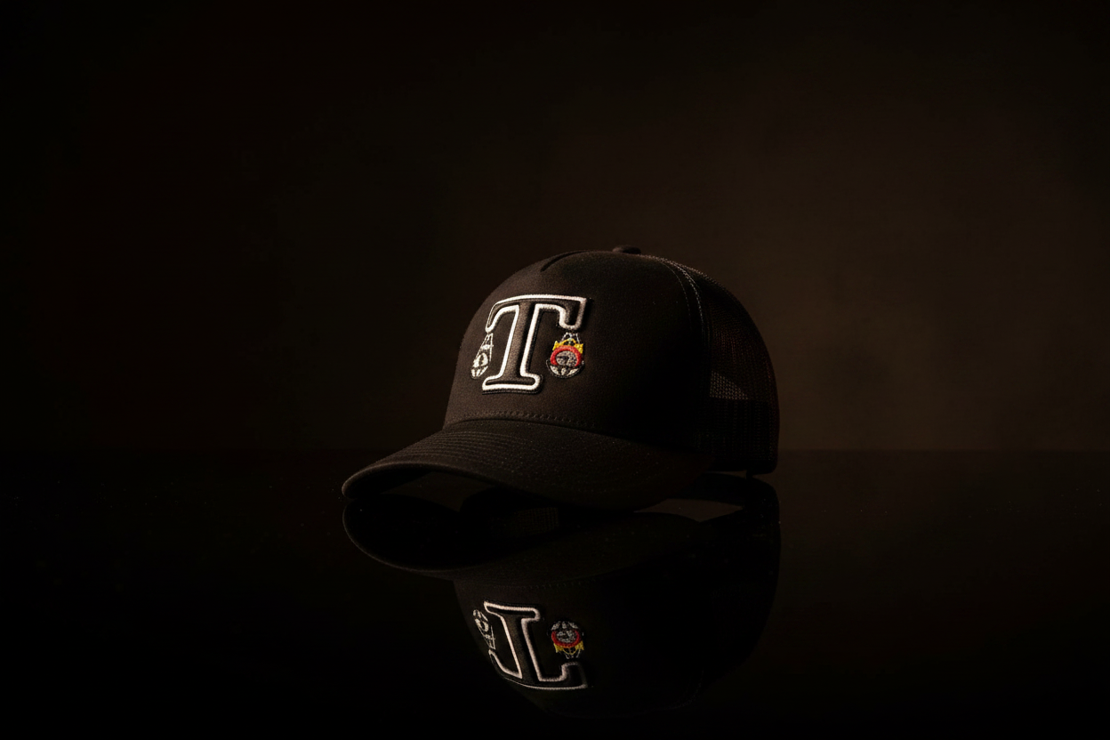 TOKKAP Statement Trucker Cap — Black