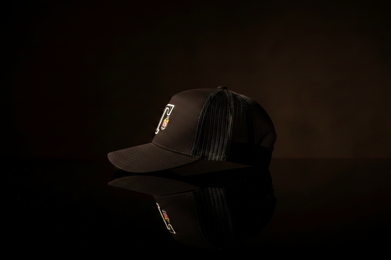 TOKKAP Statement Trucker Cap — Black