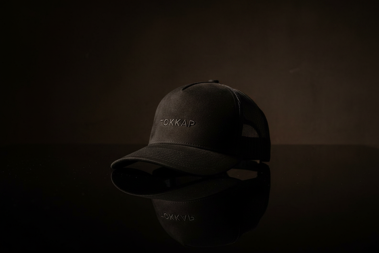 TOKKAP Suede Trucker Cap — Onyx